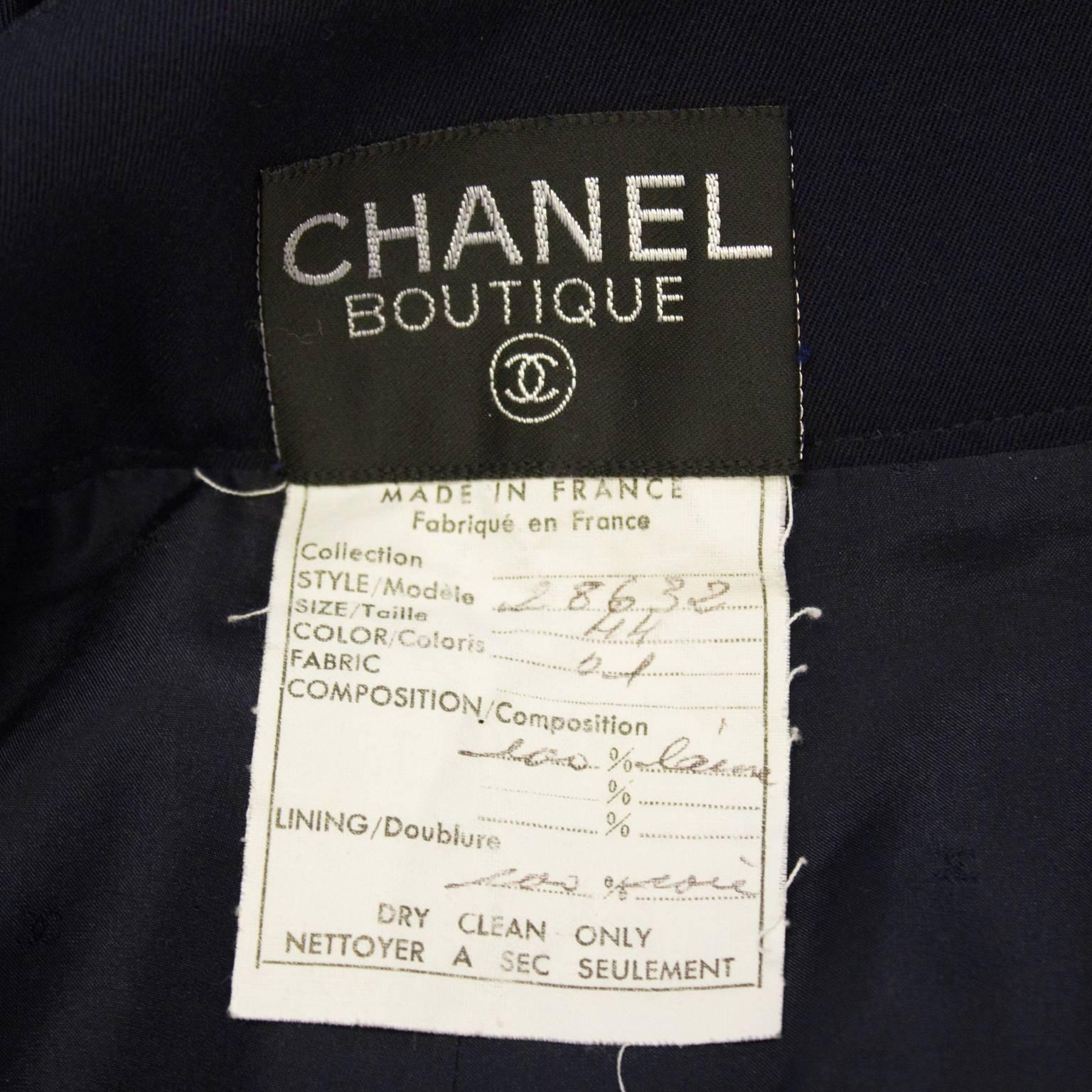 1980's Chanel Wool Navy Pantsuit  In Excellent Condition In Toronto, Ontario