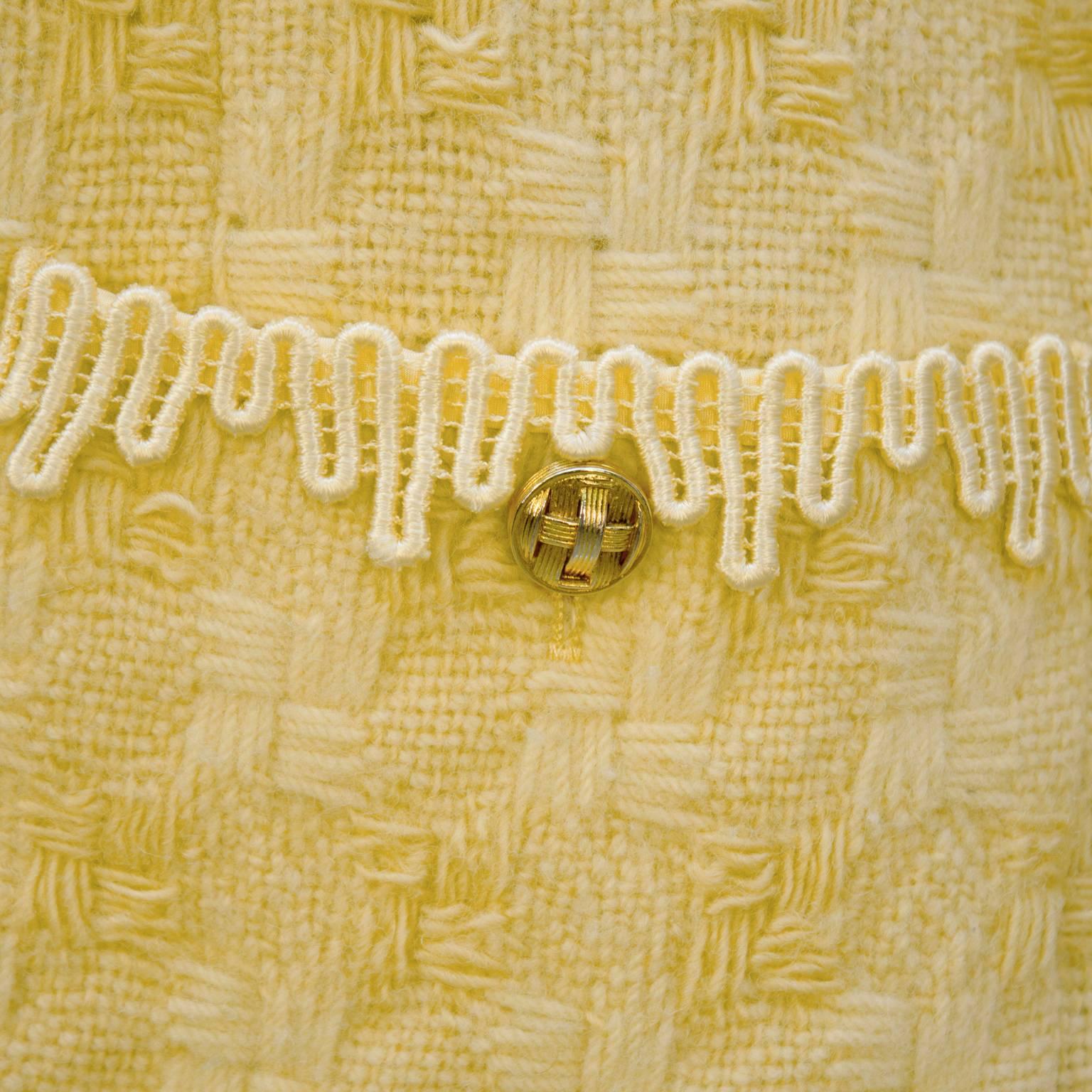 1970’s Chanel Yellow Boucle Jacket with Rickrack Trim 1