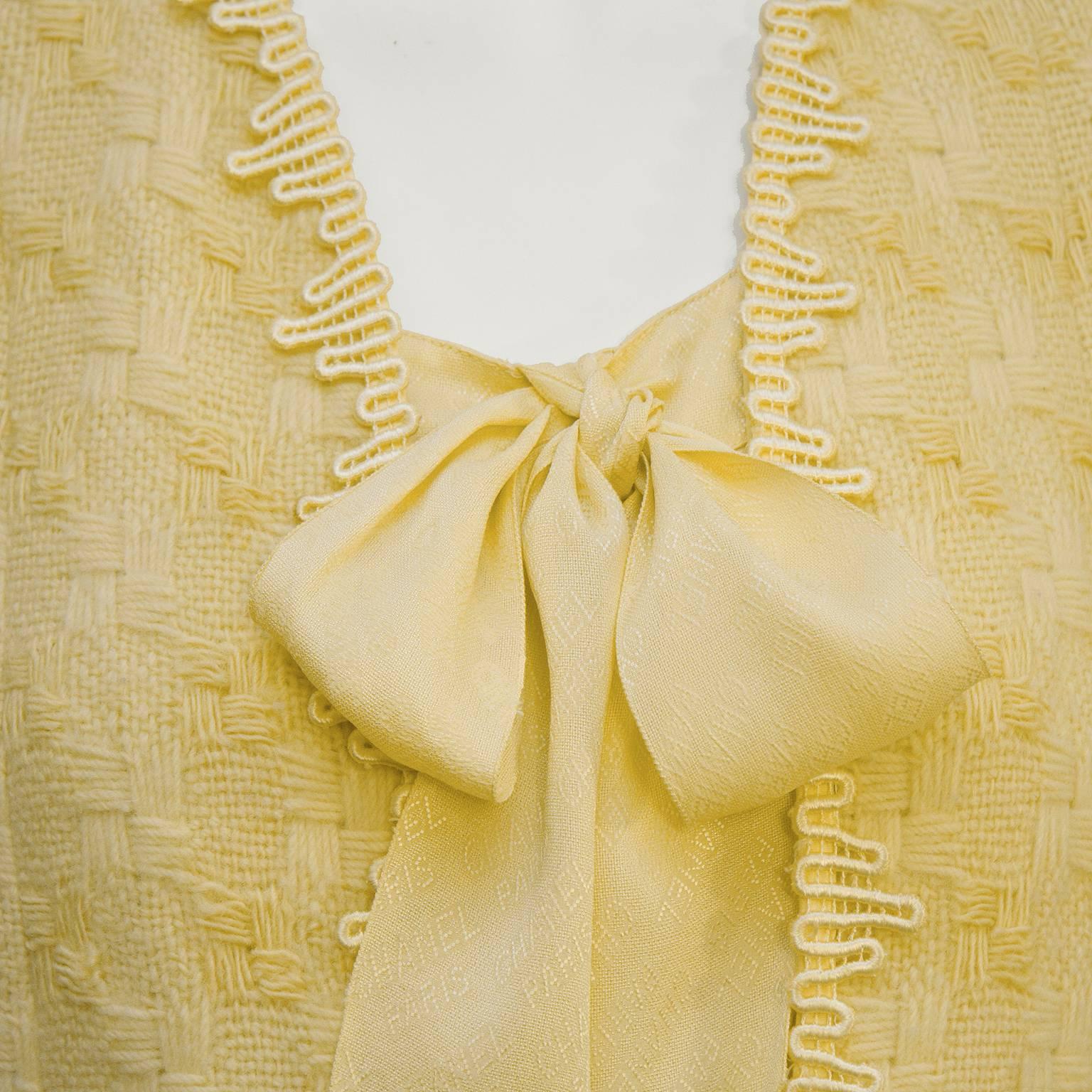 Women's 1970’s Chanel Yellow Boucle Jacket with Rickrack Trim