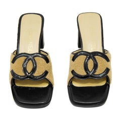 Vintage 1990's Chanel Ponyhair High Heel Slides