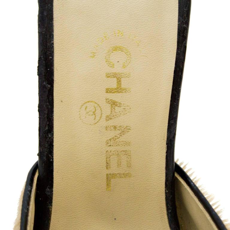 1990's Chanel Ponyhair High Heel Slides at 1stDibs