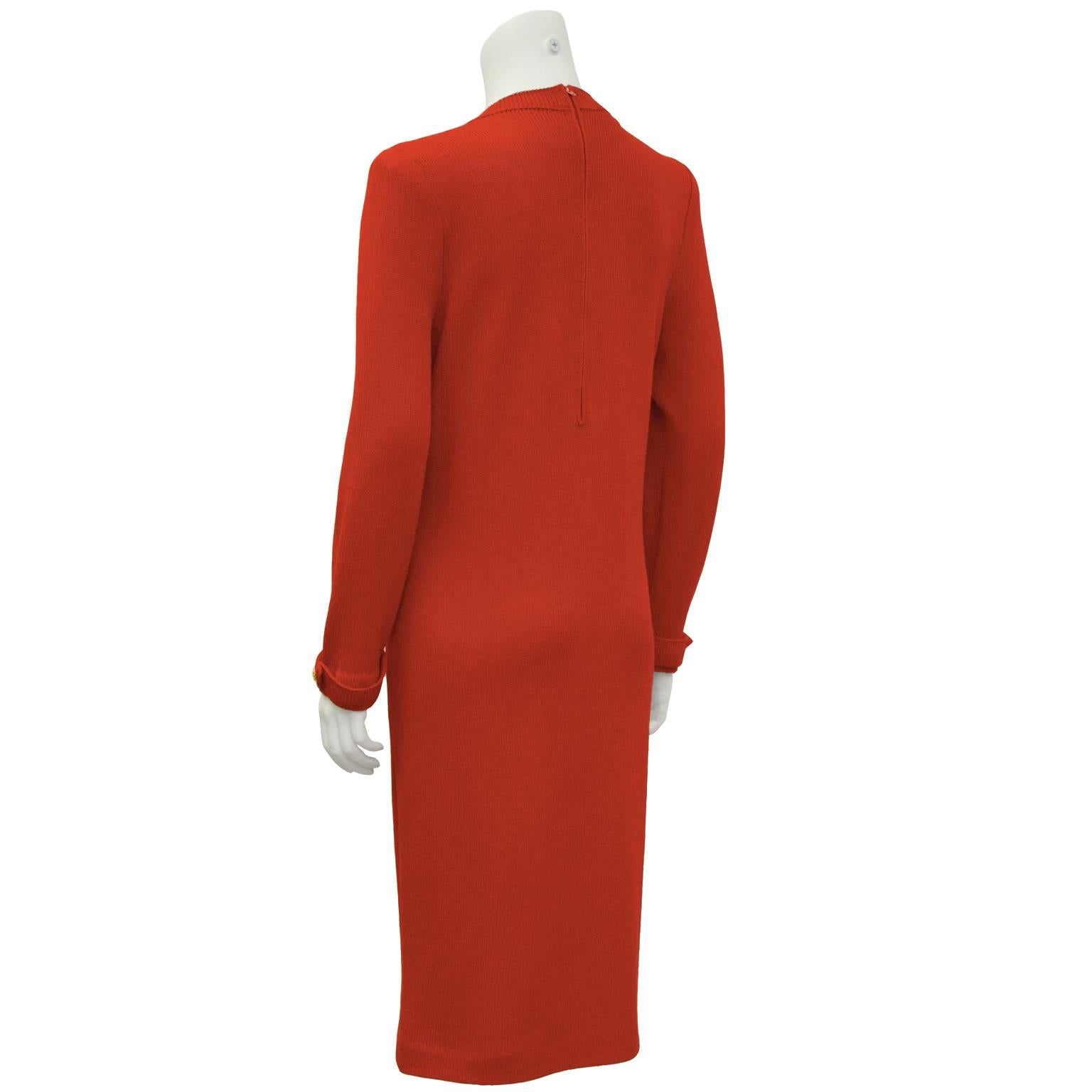 Classic 1970's Adolfo Red Knit Dress In Excellent Condition In Toronto, Ontario
