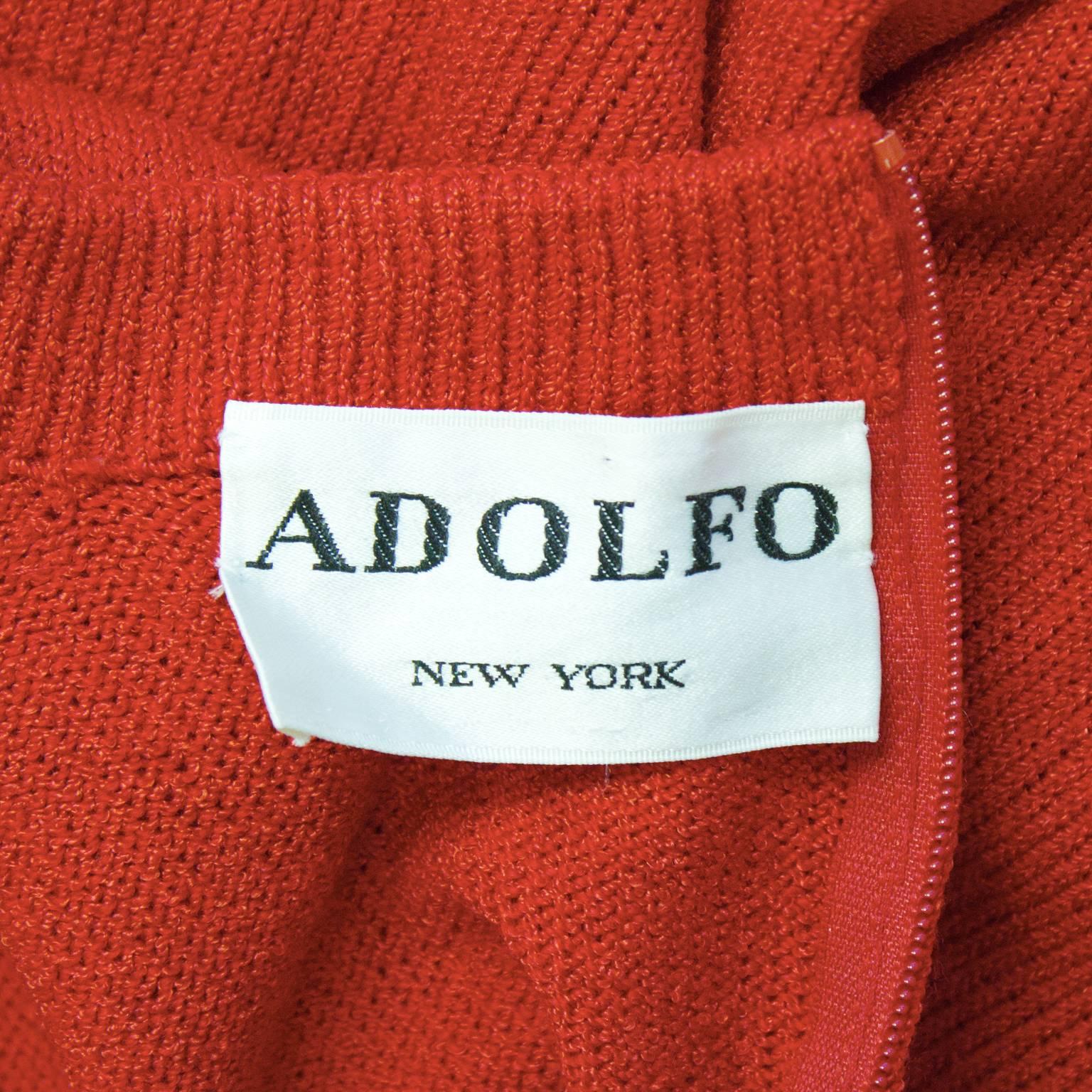 Classic 1970's Adolfo Red Knit Dress 2