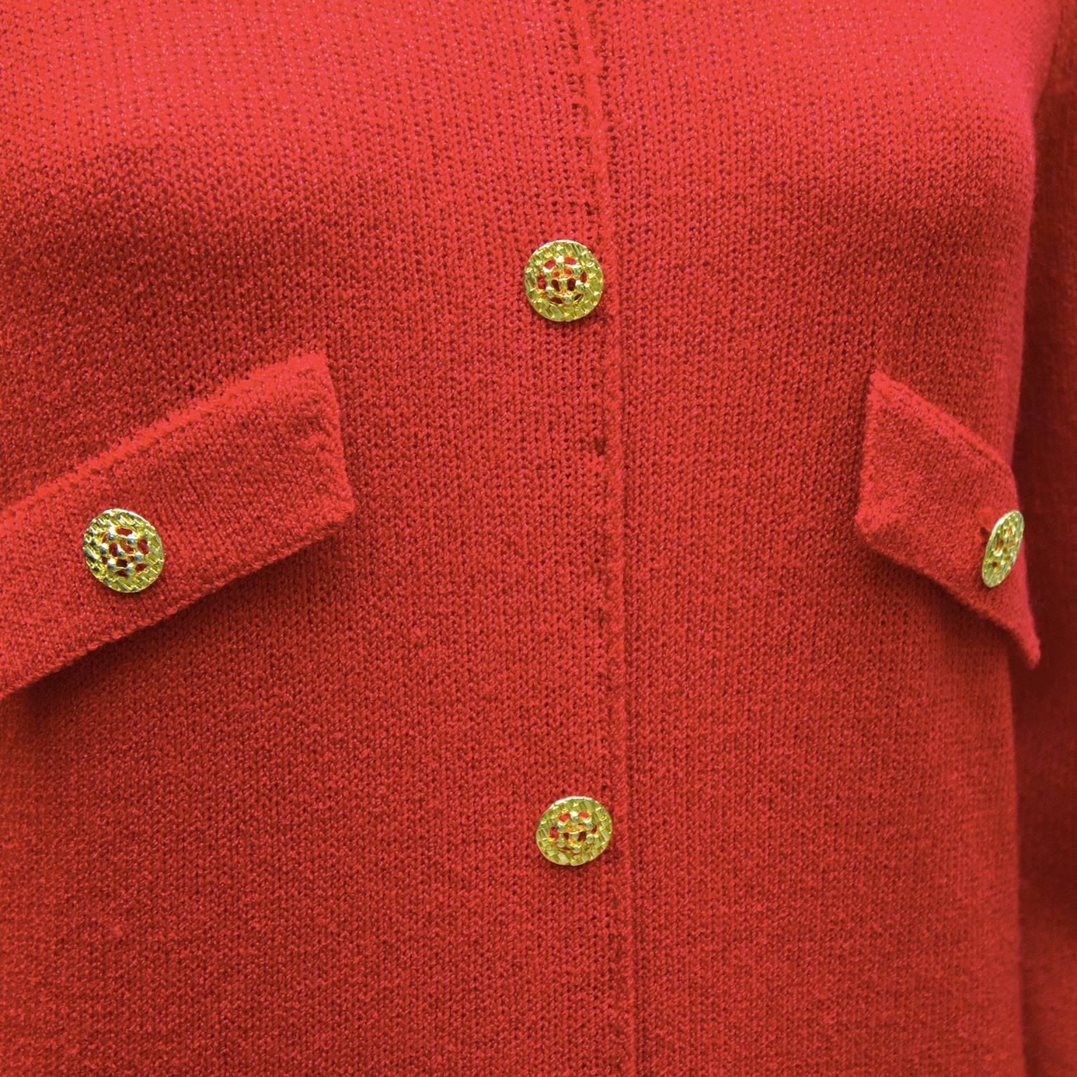 Classic 1970's Adolfo Red Knit Dress 1