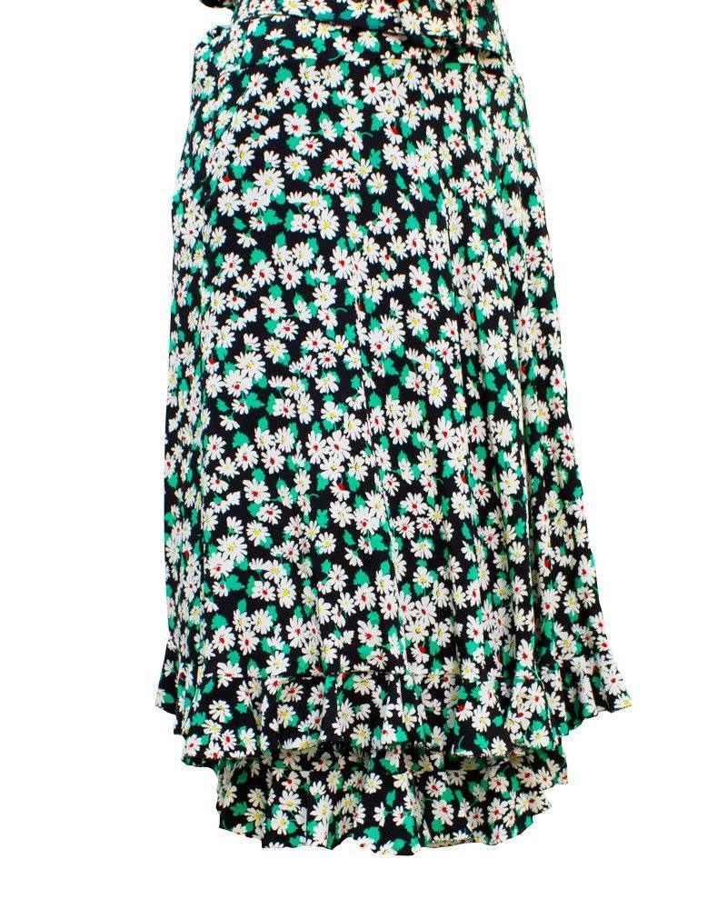 1980's Albert NIpon Floral Silk Day Dress In Excellent Condition In Toronto, Ontario