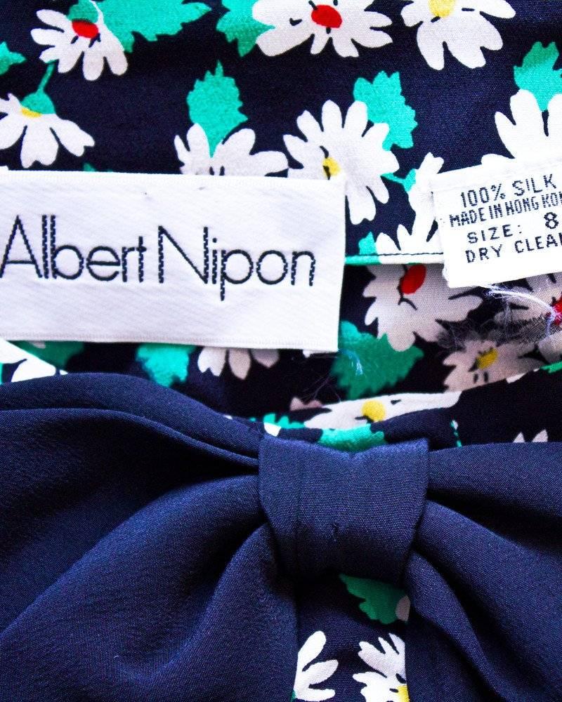 Women's 1980's Albert NIpon Floral Silk Day Dress