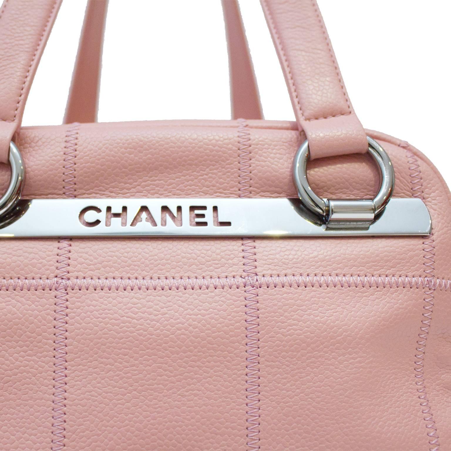chanel pink transparent and suede square stitch flap bag