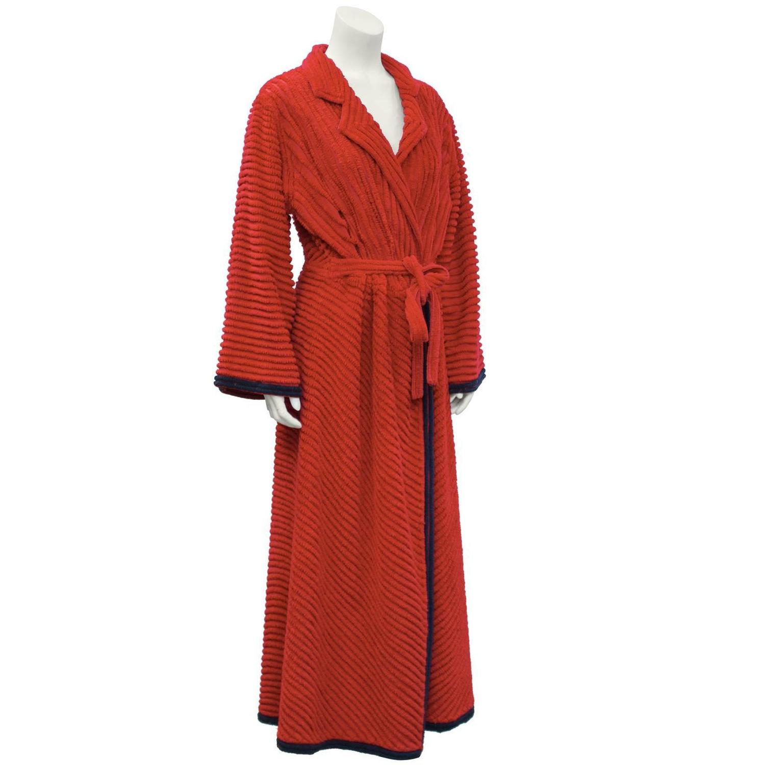 1950's Red Chenille Robe With Peacock For Sale at 1stdibs