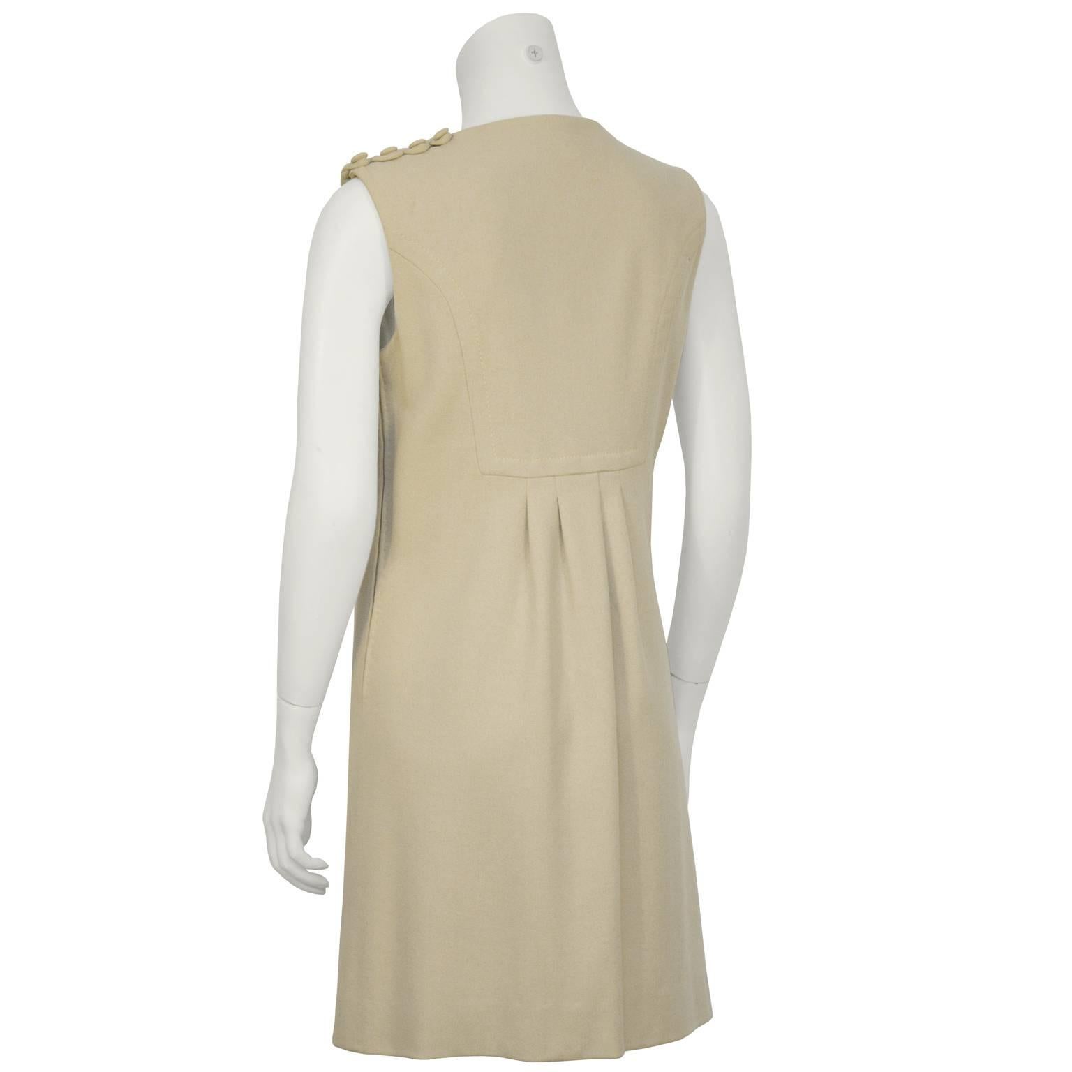 Beige 1960's Sorelle Fontana Taupe Sleeveless Shift Dress  For Sale
