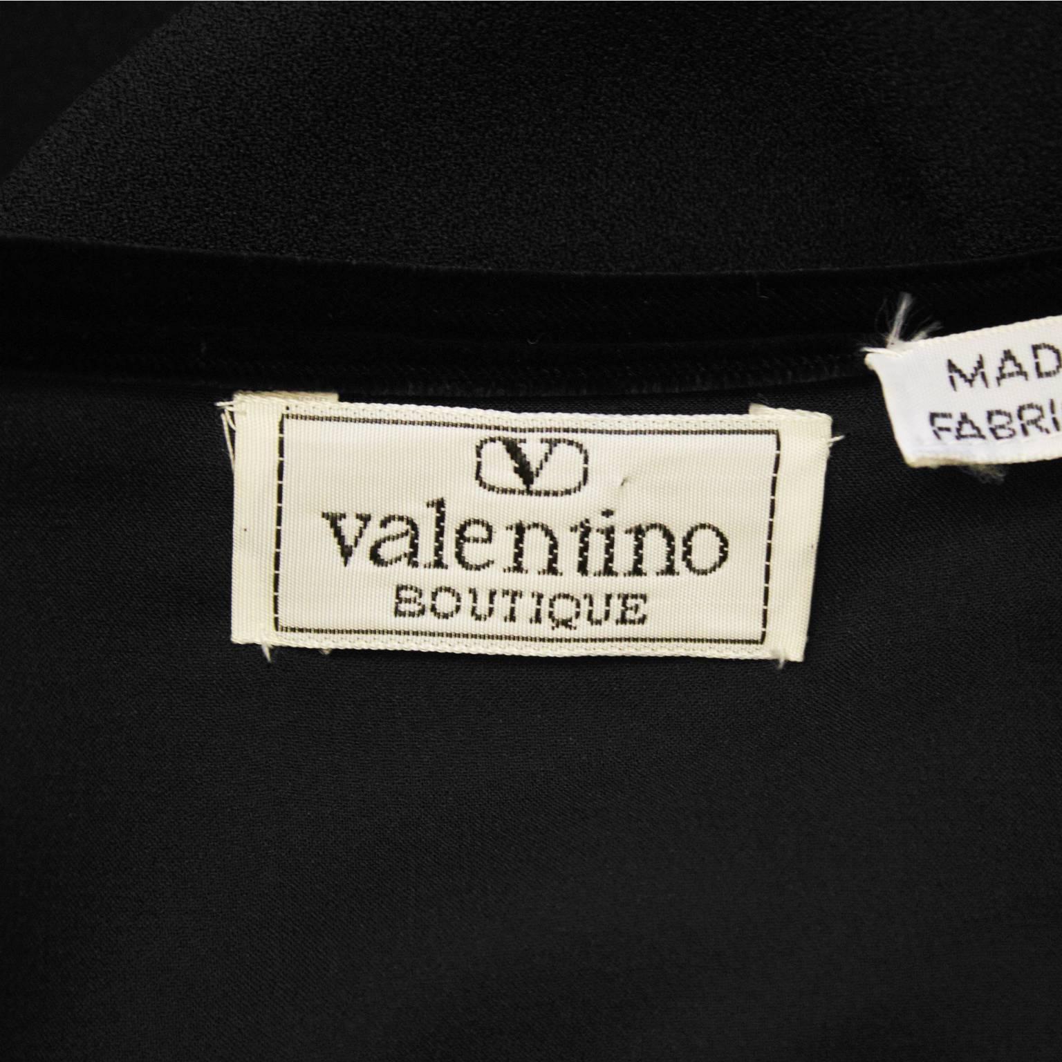 1980's Valentino Black Velvet and Crepe Gown  For Sale 1