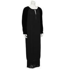 1980's Valentino Black Velvet and Crepe Gown