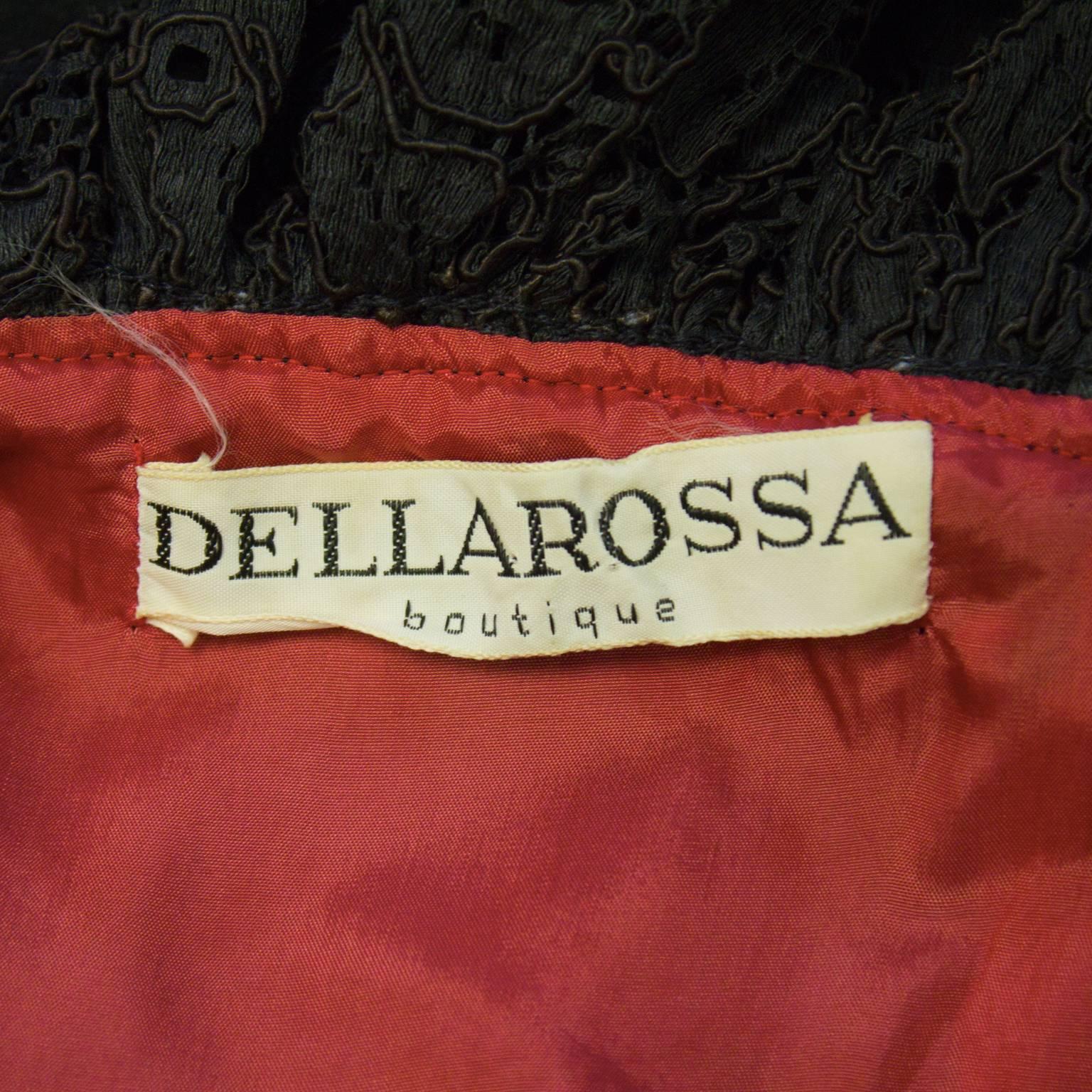 1960's Dellarossa Black Gown with Lace Trim 3