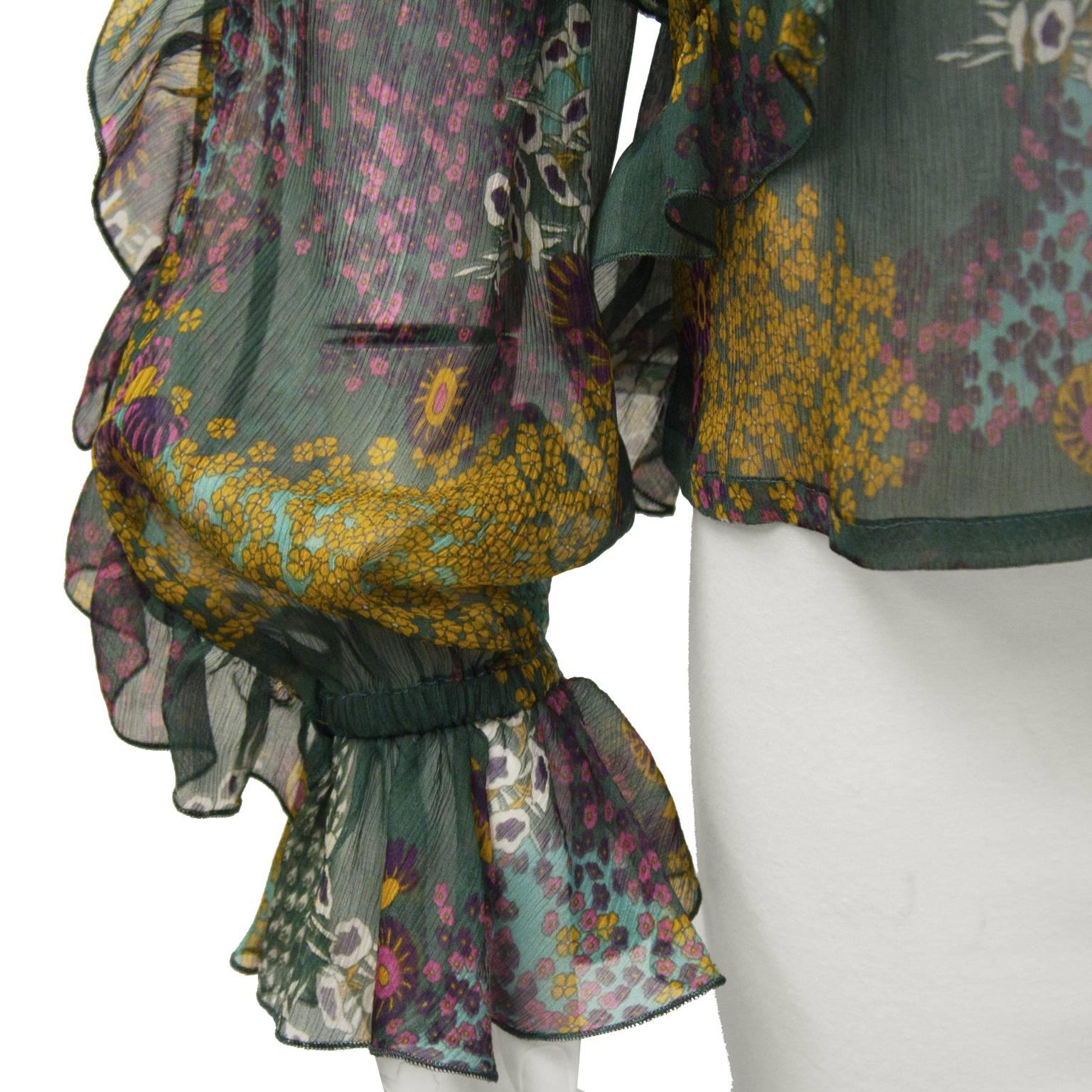 Loulou de la Falaise veste en brocart avec chemisier à fleurs du début des années 2000 en vente 1