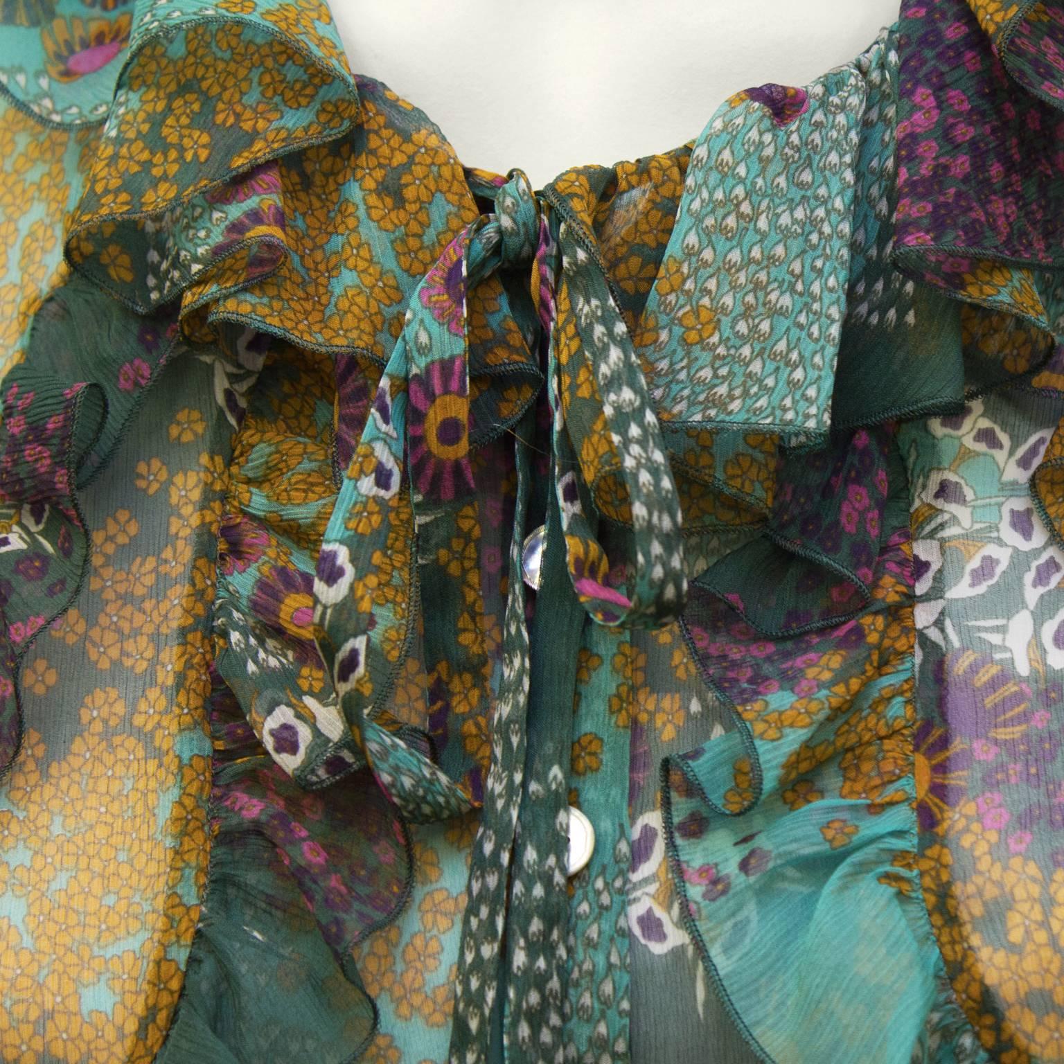 Loulou de la Falaise veste en brocart avec chemisier à fleurs du début des années 2000 en vente 2