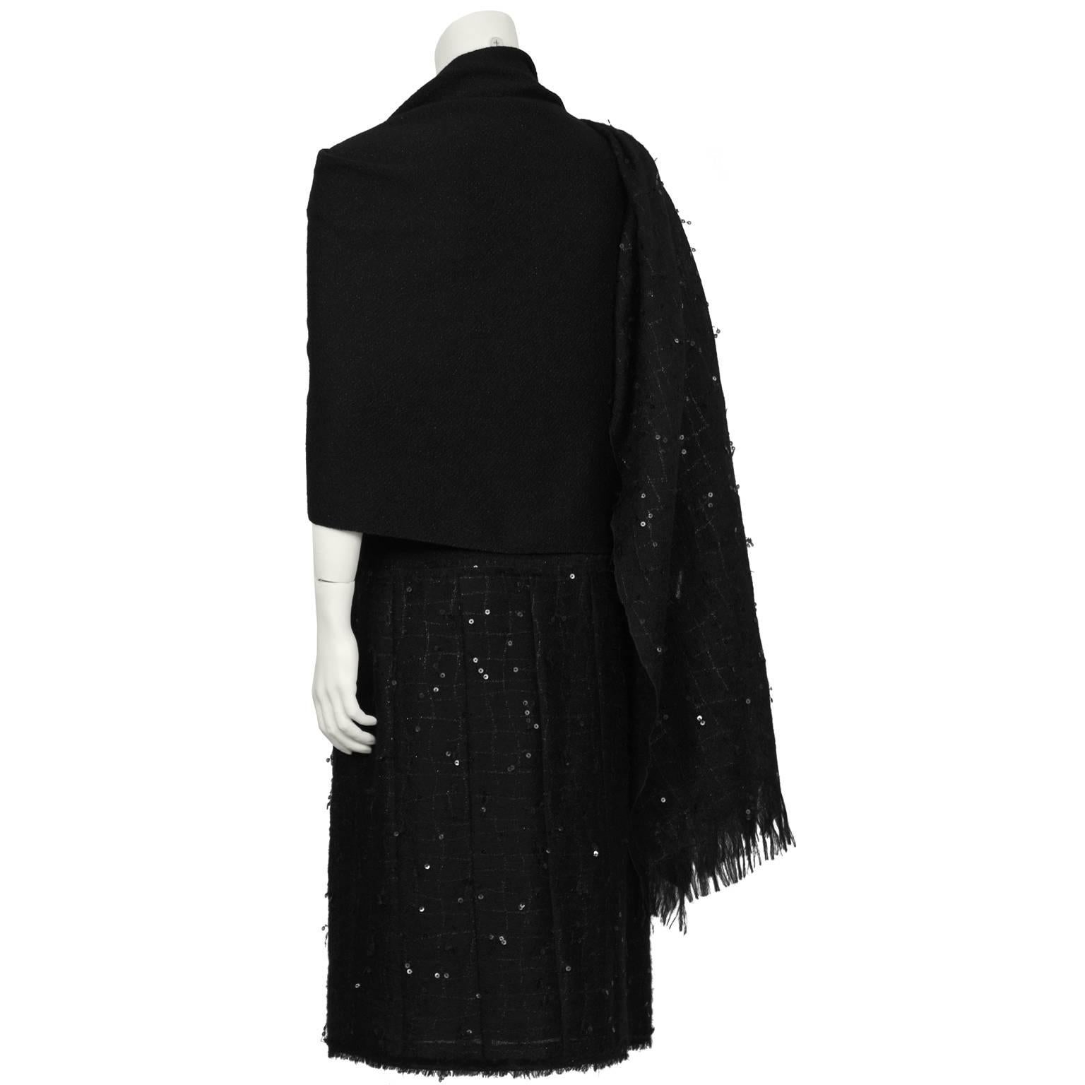 Women's Fall 2004 Chanel Black Knit Sequin Dress with Matching Shawl