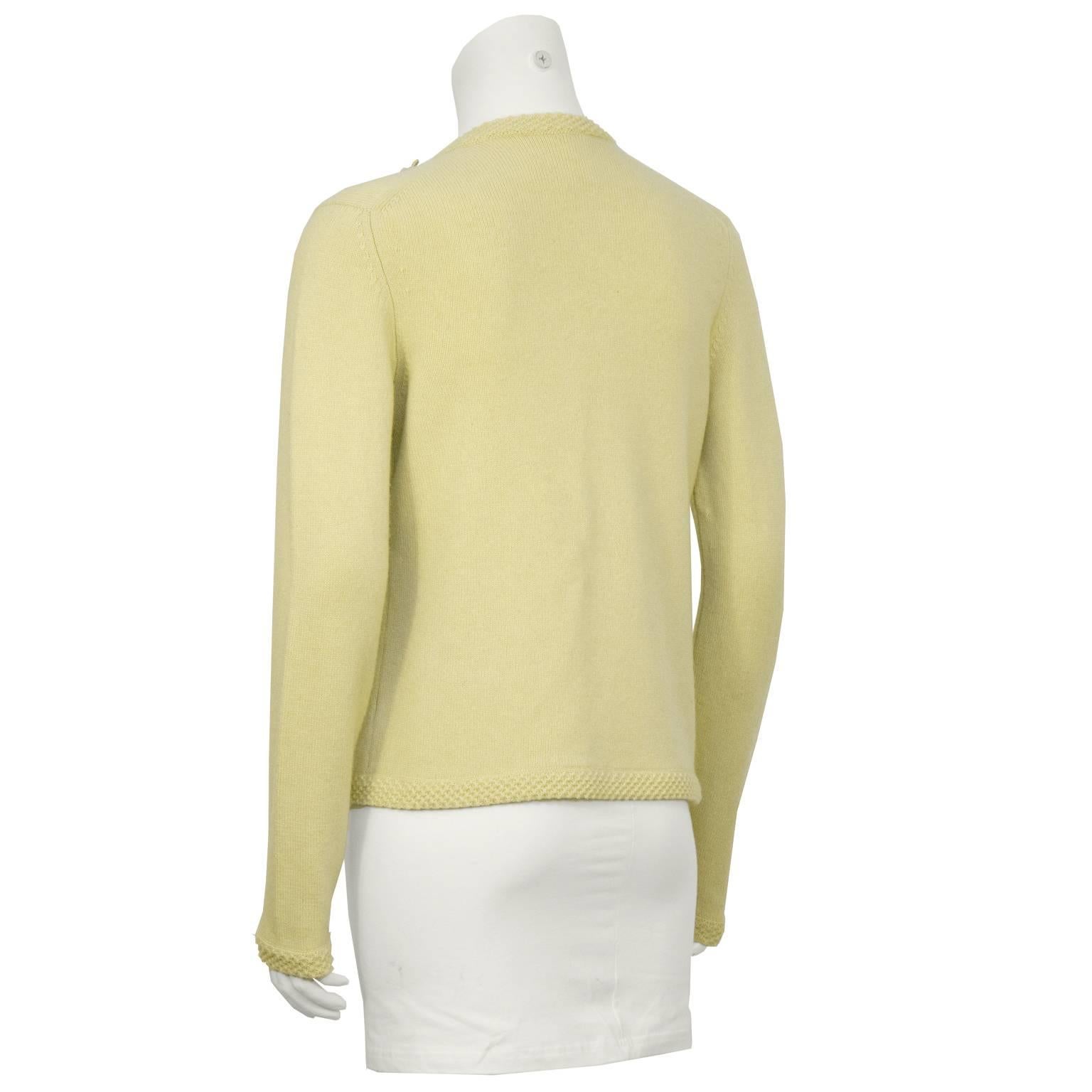 Beige Spring 2005 Chanel  Butter Yellow Cashmere Cardigan