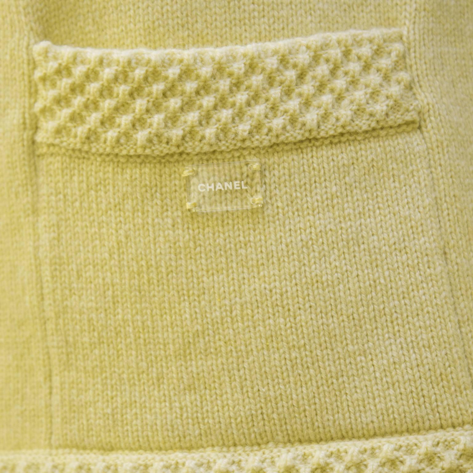 Women's Spring 2005 Chanel  Butter Yellow Cashmere Cardigan