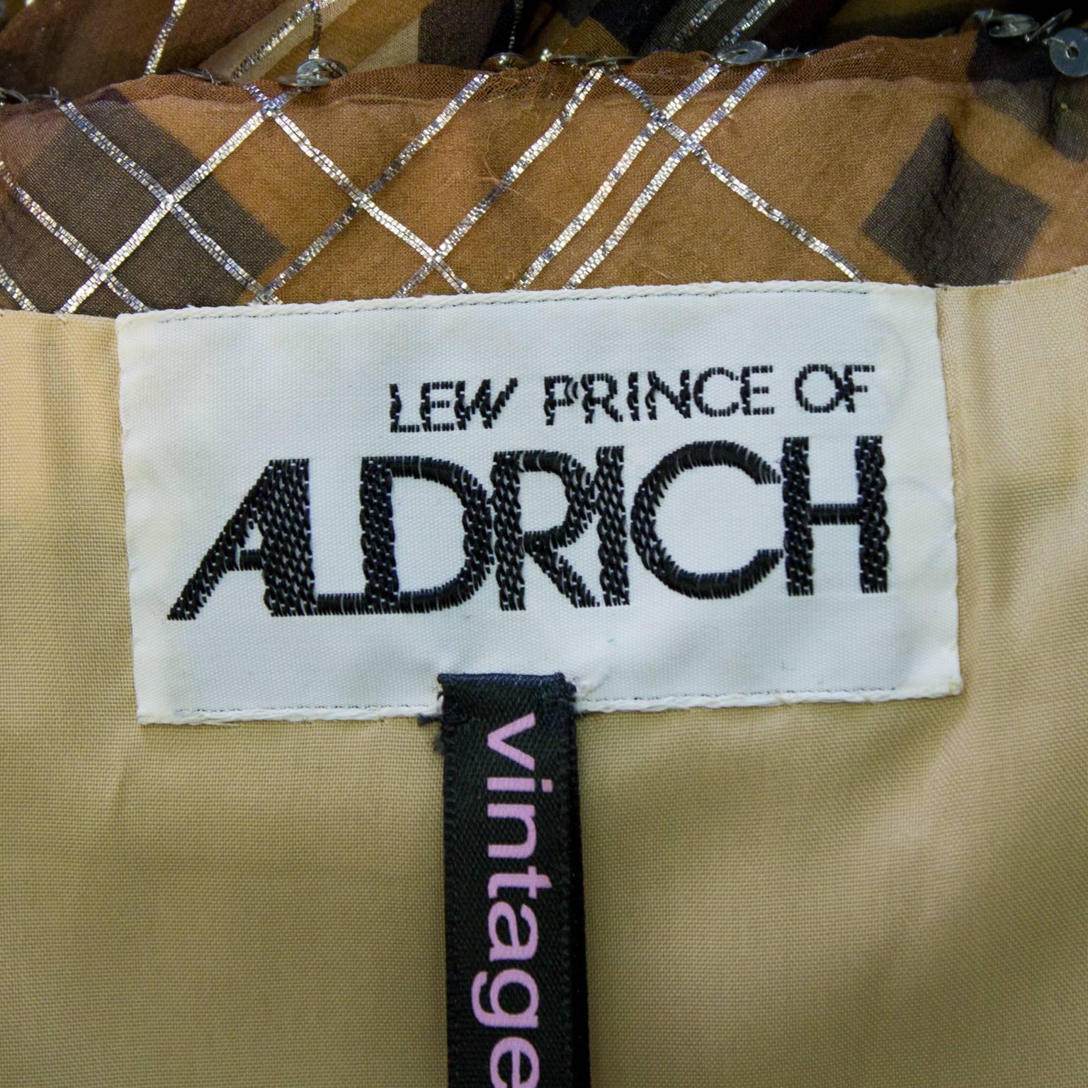 1970's Lew Prince of Aldrich Plaid Chiffon Gown with Belt In Excellent Condition For Sale In Toronto, Ontario