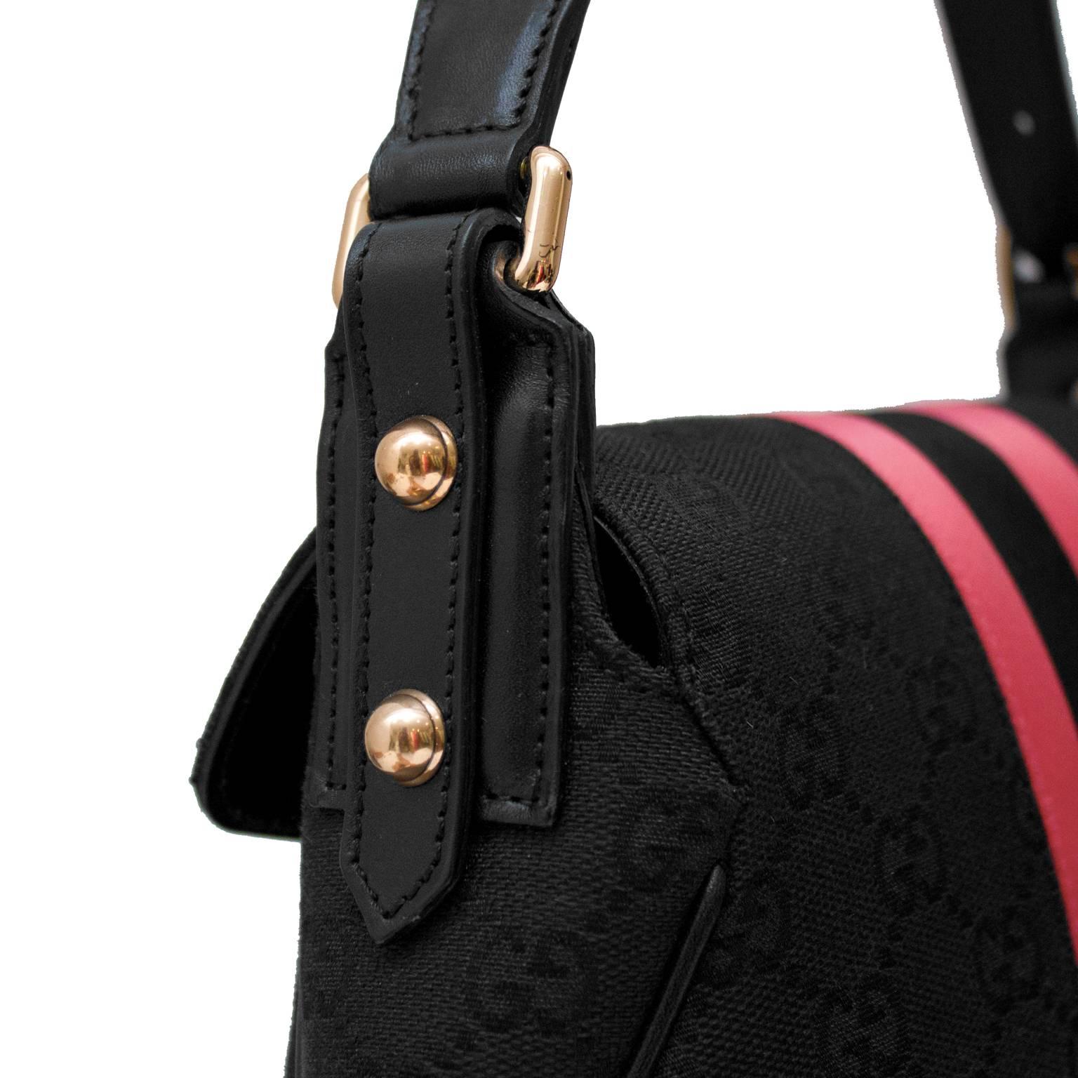 2000's Gucci Black & Pink Small Saddle Bag In Excellent Condition In Toronto, Ontario