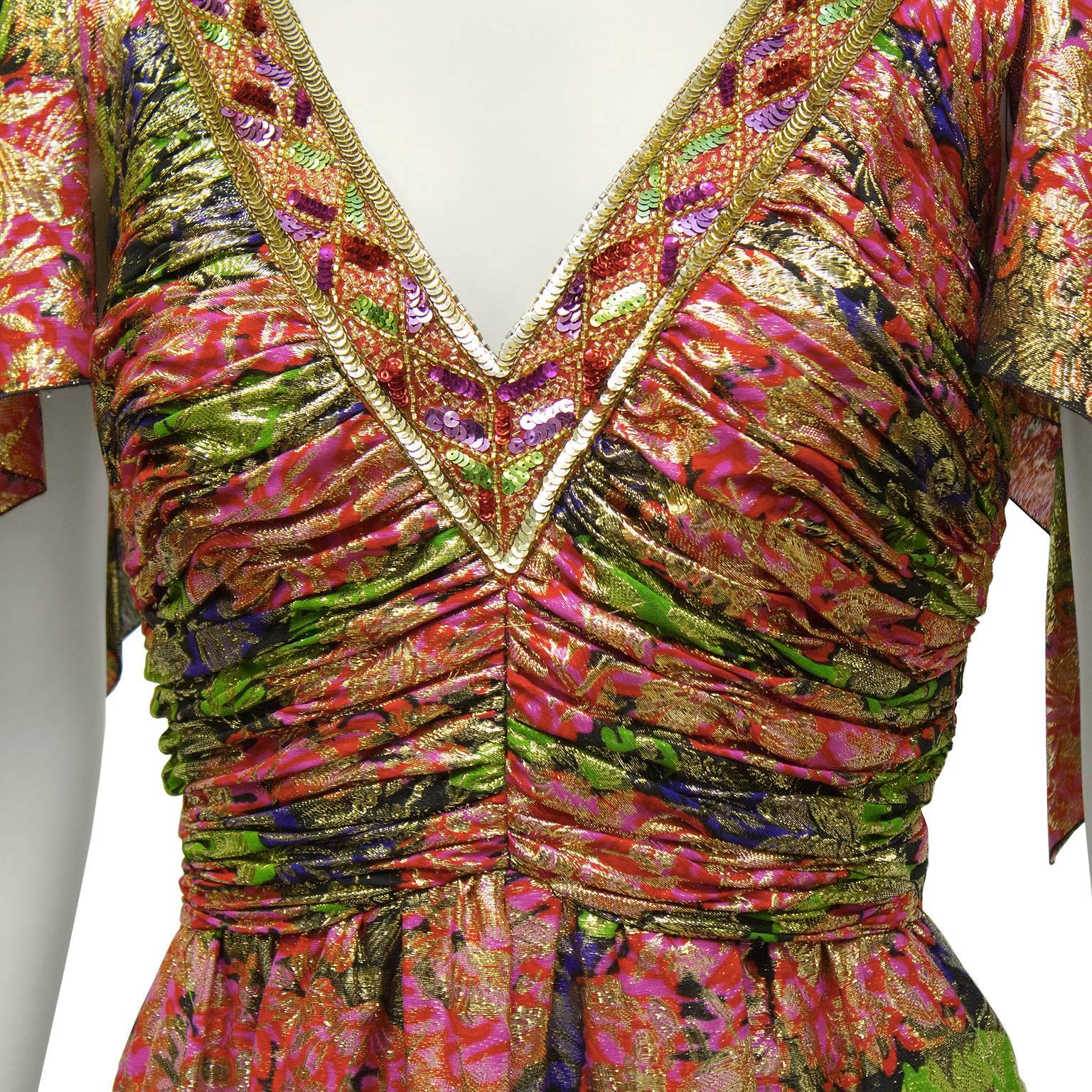 1970's Moroccan Brocade Gown For Sale at 1stDibs