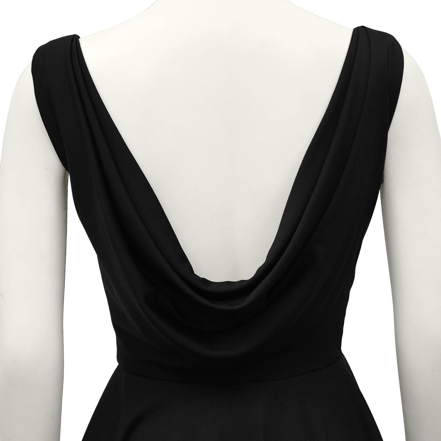 1960's Jean Varon Black Jersey Gown With Peplum For Sale 1