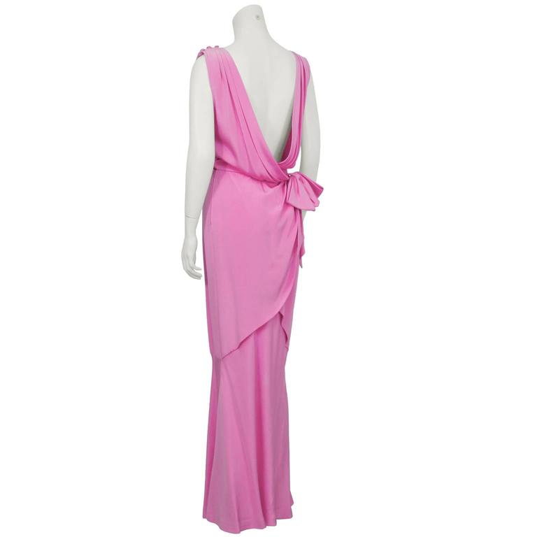 1960's Shocking Pink Silk Evening Gown at 1stDibs