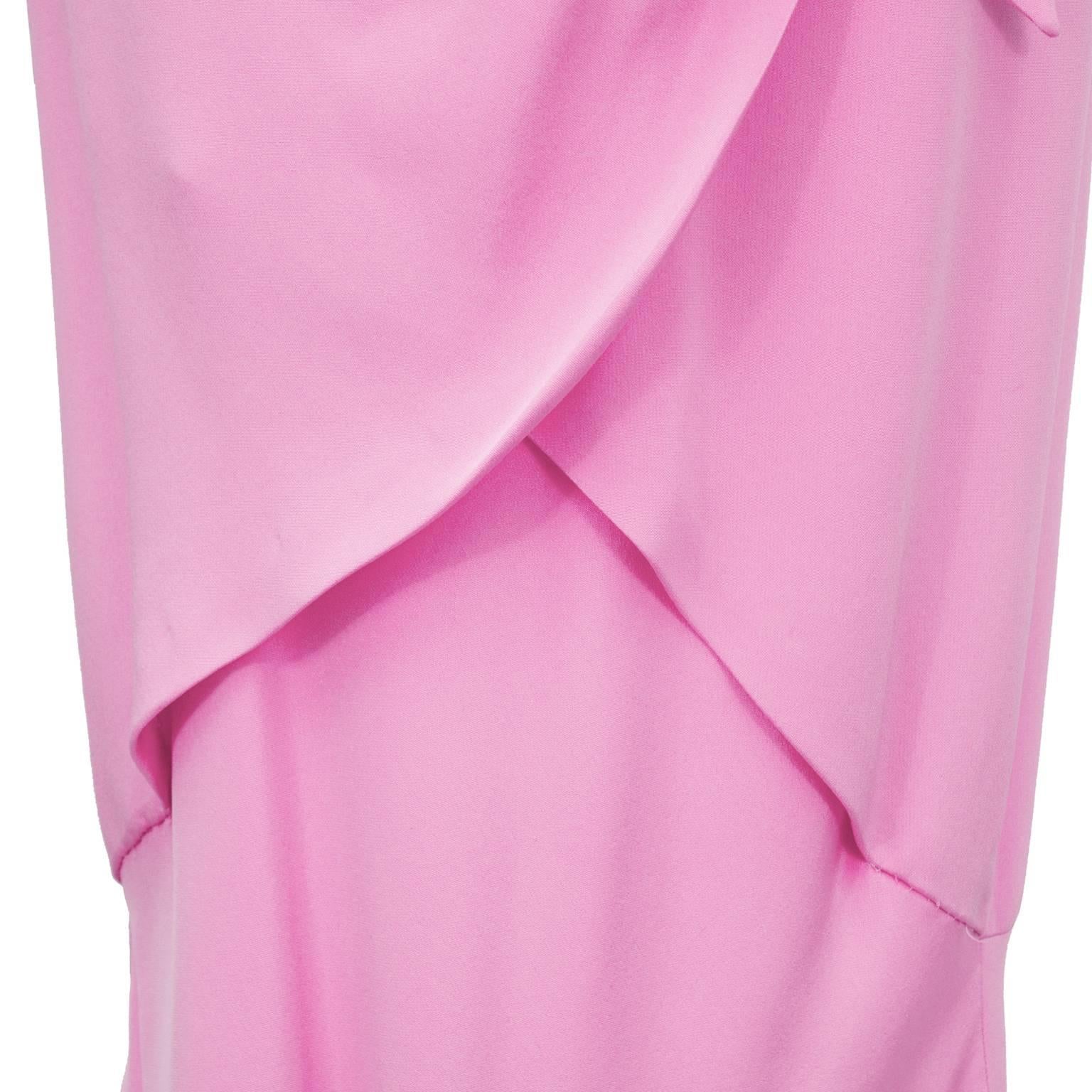 1960's Shocking Pink Silk Evening Gown  1