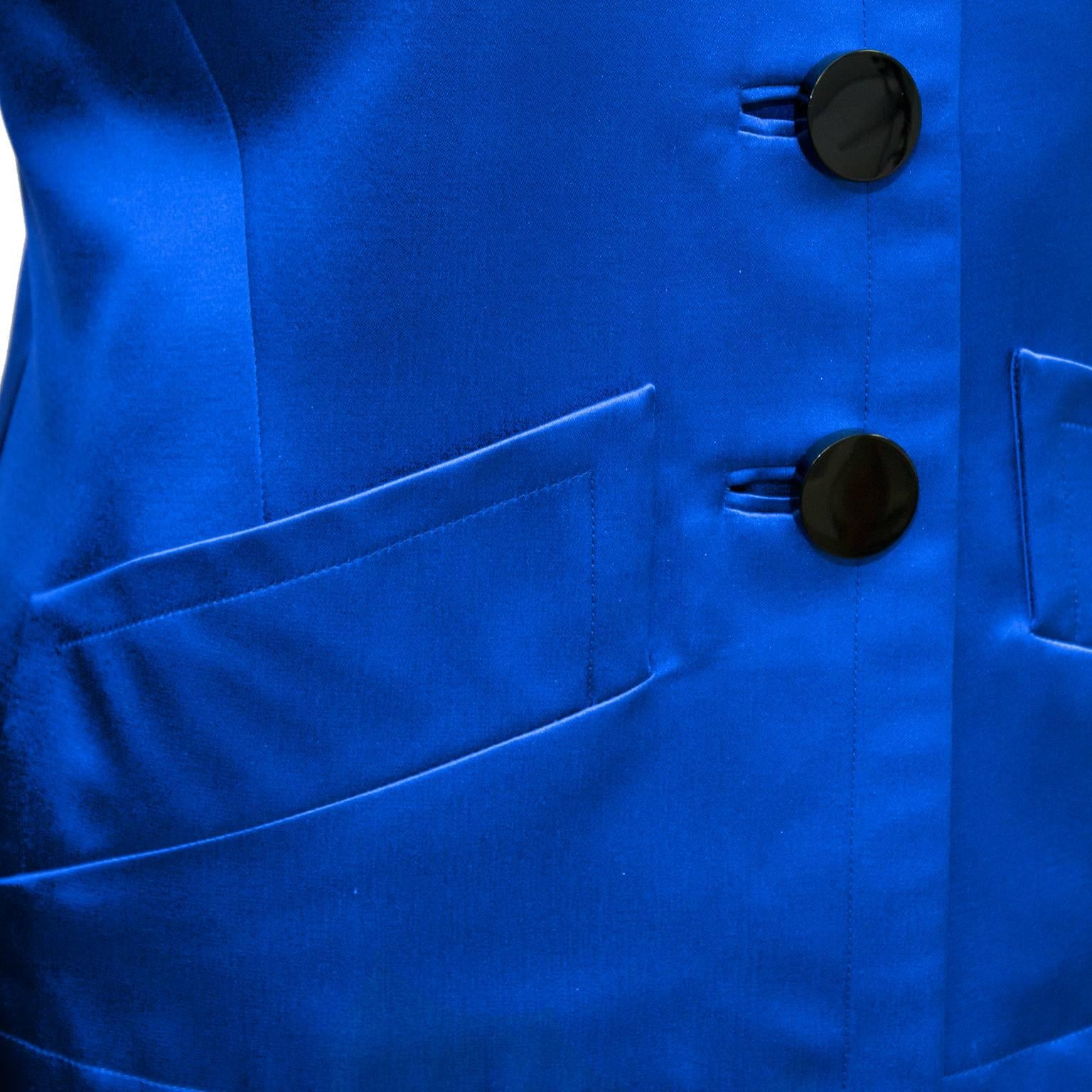 1980's Yves Saint Laurent/YSL Shades of Blue Skirt Suit In Excellent Condition For Sale In Toronto, Ontario