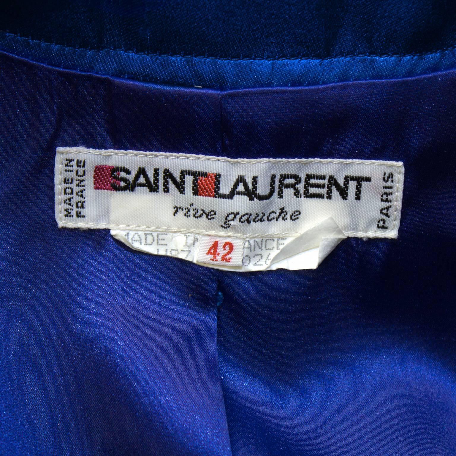 Women's 1980's Yves Saint Laurent/YSL Shades of Blue Skirt Suit For Sale