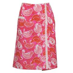 Used 1960's Lilly Pulitzer Pink Rooster Print Skirt