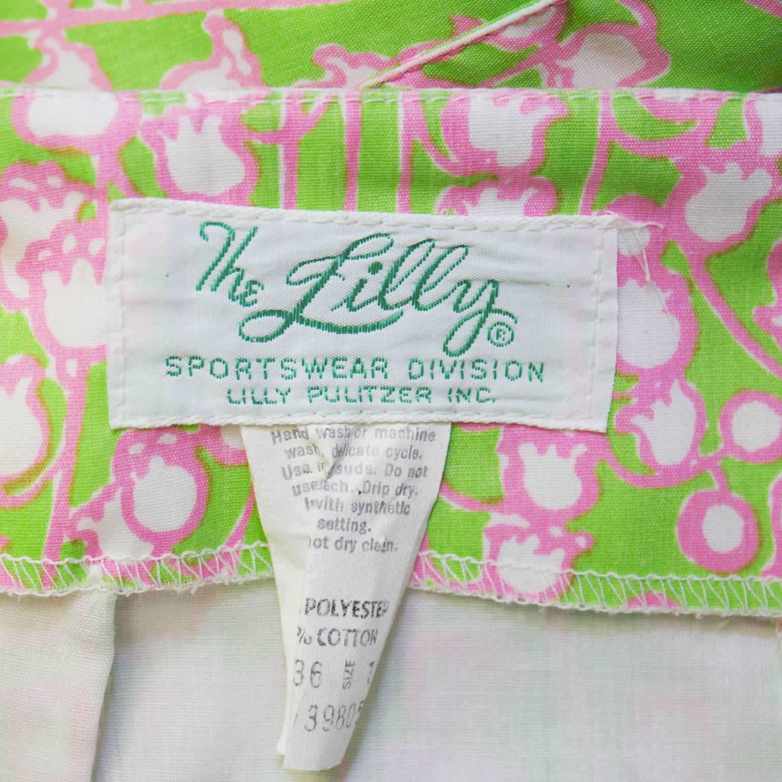 1960's Lilly Pulitzer Lime Green Lily Of The Valley Skirt In Excellent Condition In Toronto, Ontario