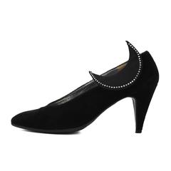 1980's Roger Vivier Black Velvet Pumps with Moon Applique