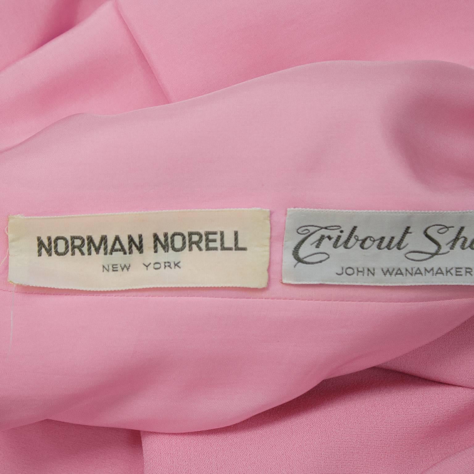 1960's Norell Pink Silk Scoop Back Mini Dress 1