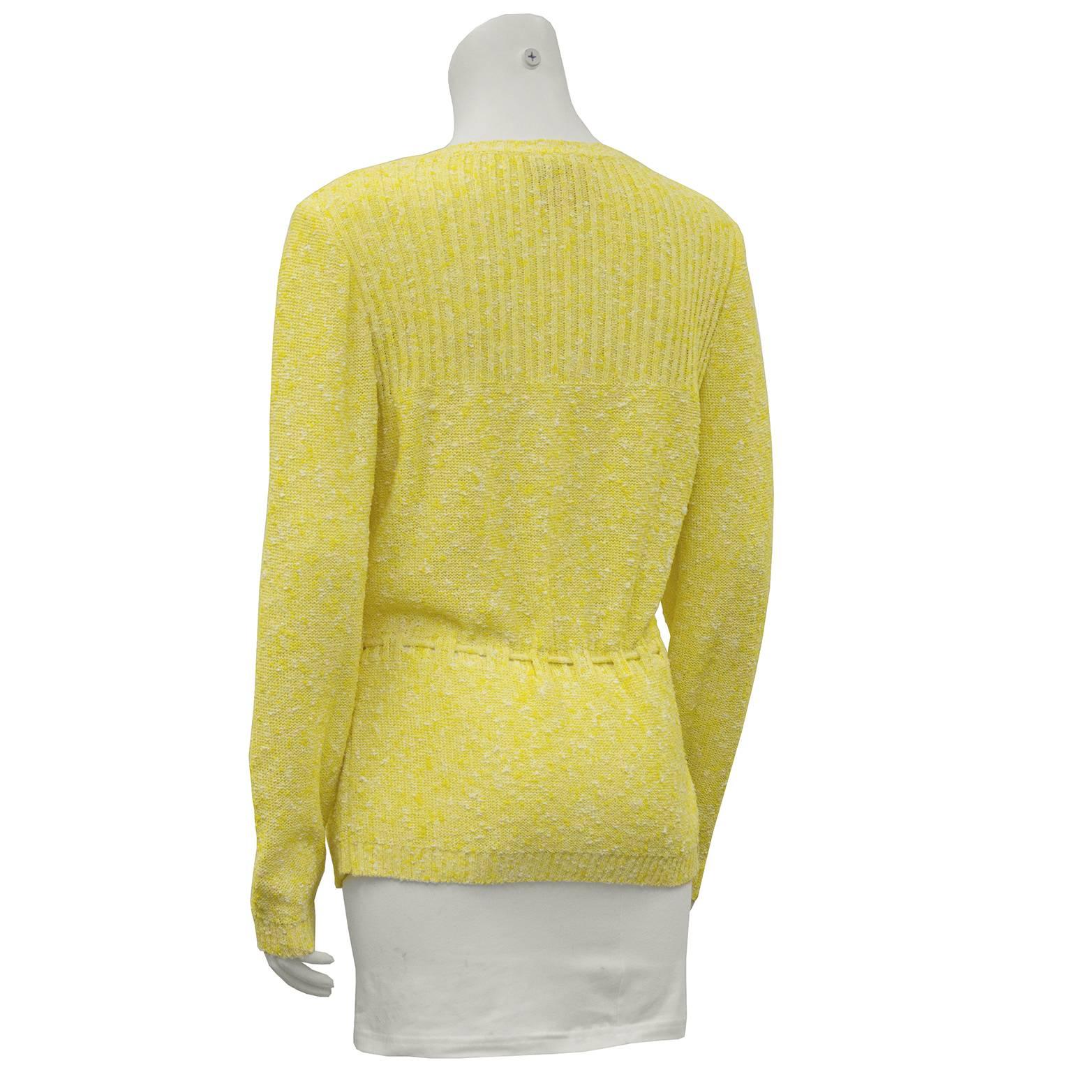 Beige 1970's Courreges Yellow Cotton Cardigan