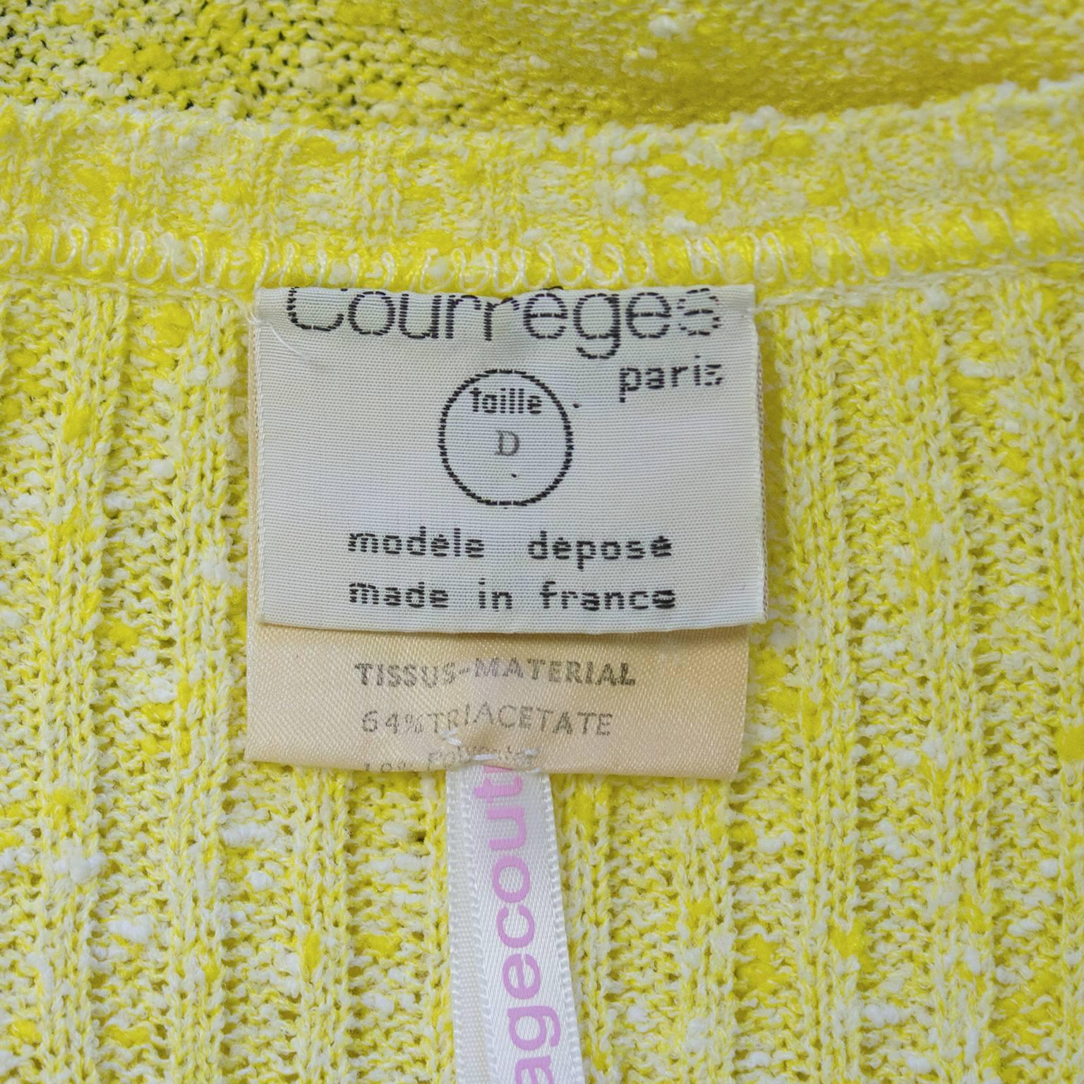 1970's Courreges Yellow Cotton Cardigan 1