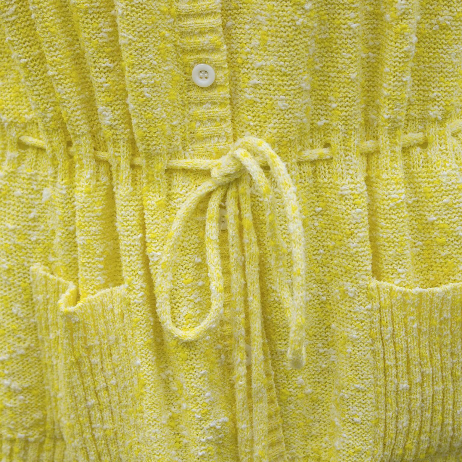 Women's 1970's Courreges Yellow Cotton Cardigan