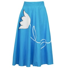 1950's Turquoise Circle Skirt with Tulip Applique