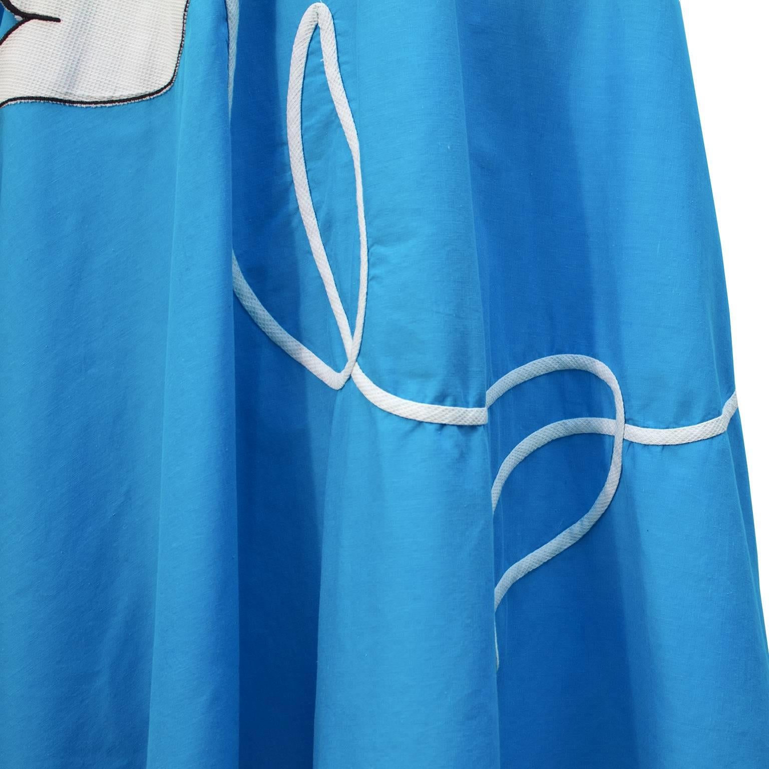1950's Turquoise Circle Skirt with Tulip Applique In Excellent Condition In Toronto, Ontario