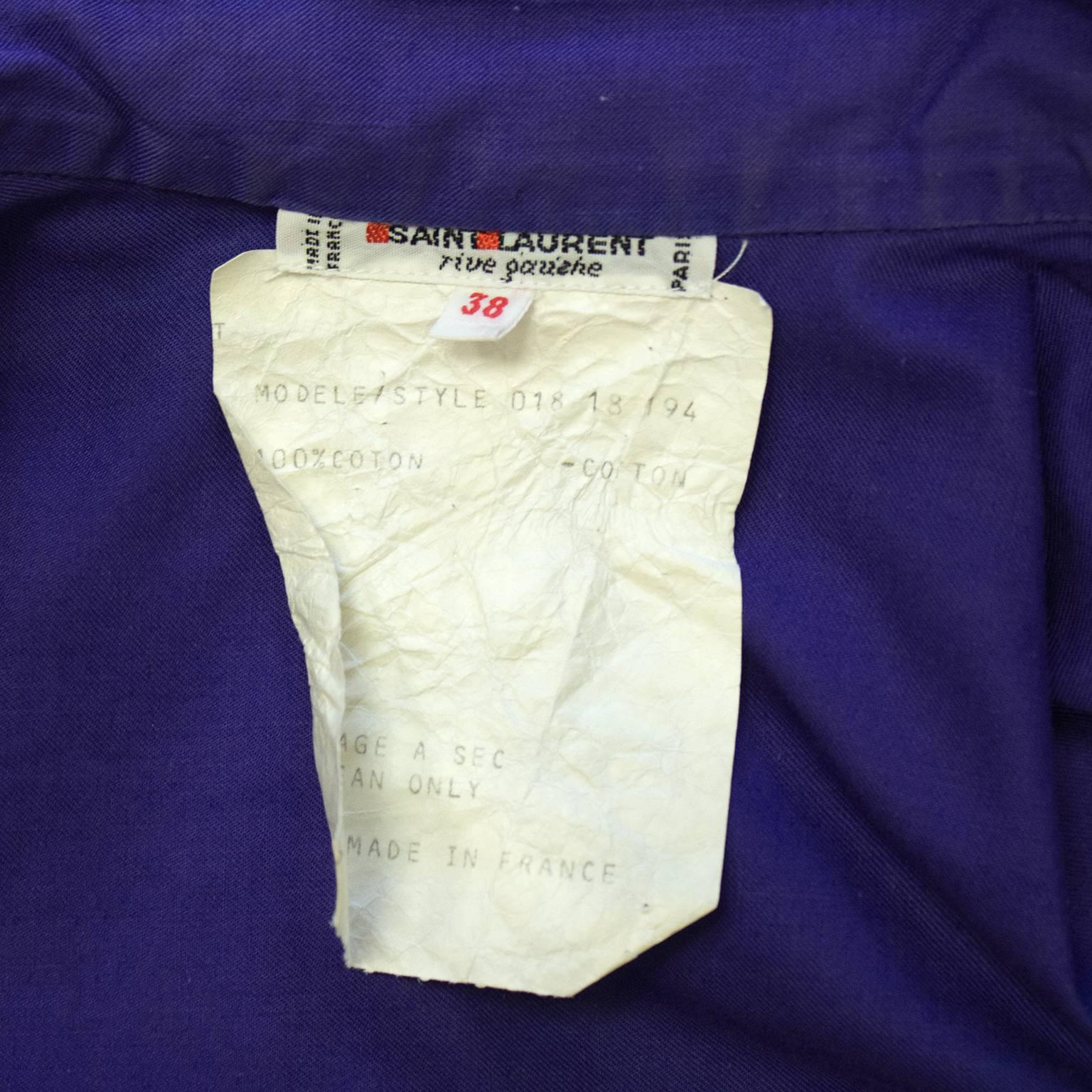 1970's Yves Saint Laurent/YSL Purple Cotton Skirt Ensemble 2