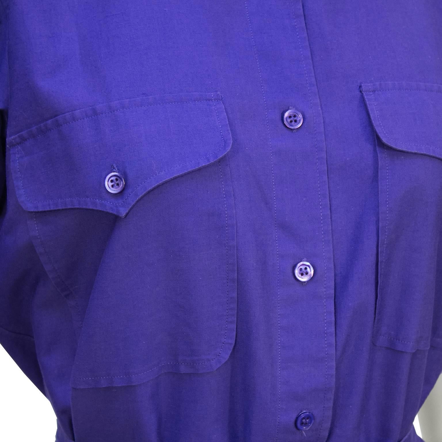 1970's Yves Saint Laurent/YSL Purple Cotton Skirt Ensemble 1