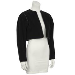 1970's Yves Saint Laurent/YSL Black Corduroy Bolero Jacket