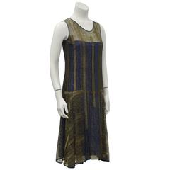 1920's Gold and Navy Lace Art Deco Flapper Dress