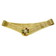 1980's Gold Mesh Belt with Poured Glass Buckle 6