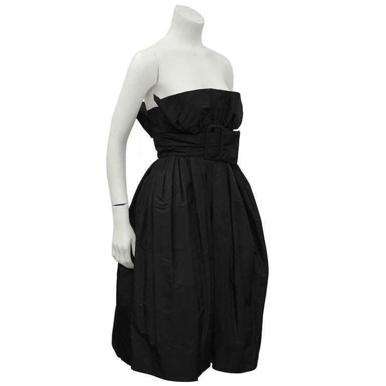 1960's French Couture Black Taffeta Pouf Cocktail Dress at 1stDibs