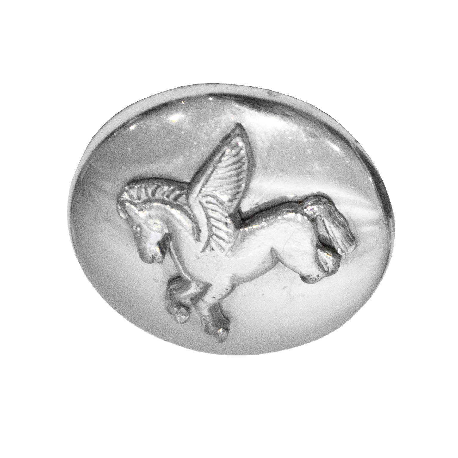Contemporary 1990's Hermes Silver Pegasus Clip Earrings