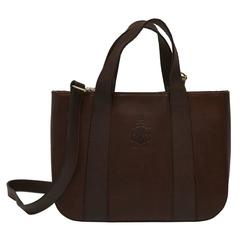 1980's Mark Cross Dark Brown Waxed Leather Mini Bag
