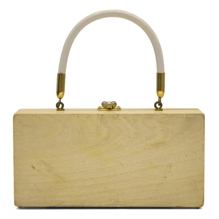 1960 S Enid Collins Night Owl Wood Box Bag At 1stdibs Brown 1960 S Enid Collins Night Owl Wood Box Bag