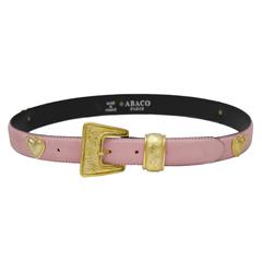 Vintage 1980's Abaco Pink Belt With Gold Hearts