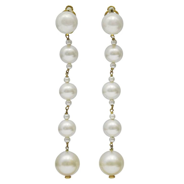 1980 S Chanel Pearl Drop Earrings For At 1stdibs 1980 S Chanel Pearl Drop Earrings For