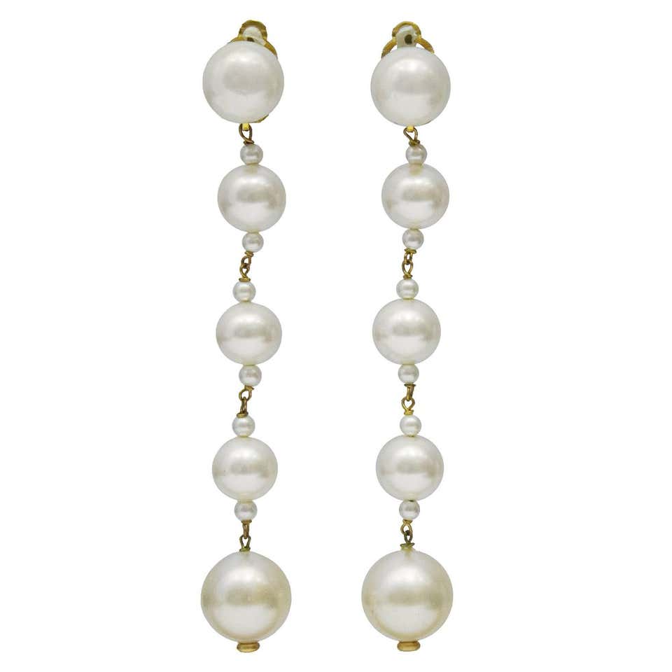 1980's Chanel Pearl Drop Earrings at 1stDibs | multi pearl drop ...